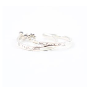 TIFFANY & Co. 1837 Narrow Hoop Earrings, Wide, SV925 Silver, with Box and Dust Bag, Weight 6.36g,