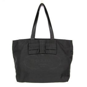 Prada TESSUTO Ribbon Women's Nylon,Leather Tote Bag Black