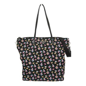 Prada TESSUTO STAMPAT 1BG189 Women's Nylon,Leather Shoulder Bag,Tote Bag Black,Pink,Yellow