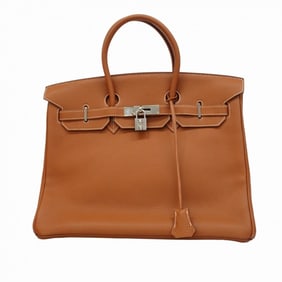Hermes Birkin 35 Togo Gold Handbag with H Stamp for Women
