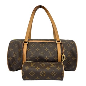 LOUIS VUITTON Monogram Papillon 30 Cylindrical Handbag M51385 Maroon Brown Women's