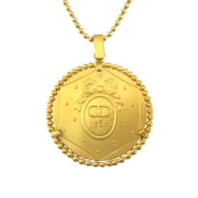 Christian Dior chr.Dior GERMANY Coin Necklace, Vintage 1980s, Made in Germany, 70cm, Gold, Women's