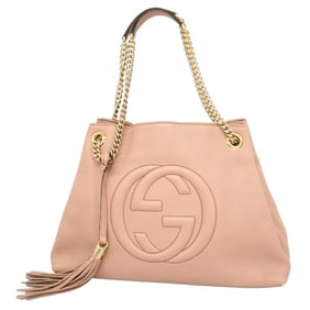 Gucci Soho Shoulder Bag 308982 Leather Pink Beige Champagne Women's
