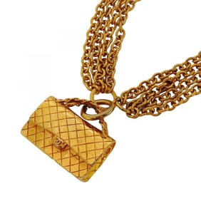 Chanel Coco Mark Matelasse Necklace, GP Plated, Gold, Women's