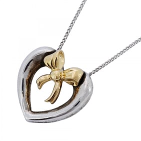 Tiffany Heart Ribbon Necklace in 18K Yellow Gold and 925 Silver for Women