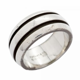 Tiffany ring, grooved, silver 925, size 15.5, for women