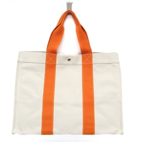 Hermes Bora Bora GM Men,Women Cotton Tote Bag Off-white,Orange