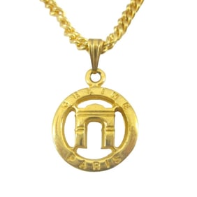 CELINE Arc de Triomphe necklace pendant chain choker accessory jewelry old 42cm gold women's