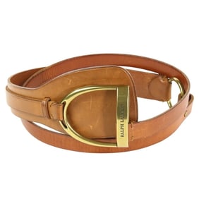 RALPH LAUREN Purple Label Women's Brown Leather Belt with Gold Hardware.