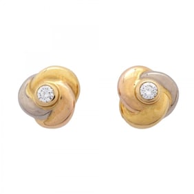 Cartier Baby Trinity Earrings, 1PD, 18KYG Yellow Gold, 18KWG White 18KPG Pink Diamond, Women's
