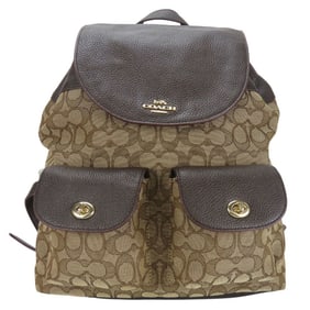 Coach Backpack/Daypack F30275 Signature Canvas and Leather in Brown Dark Brown. Women's.