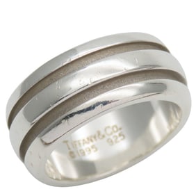 Tiffany & Co. Grooved Double Line Ring, SV925, approximately 10.5g, Silver, Women's