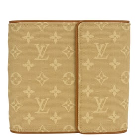 Louis Vuitton Tri-fold Wallet Porte-Biere Carte Credit Monet M92441 Monogram Mini Beige Women's