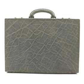 Valextra Vintage Rare Dial Lock Attache Case in Gray Elephant Leather with Dust Bag, Made Italy for