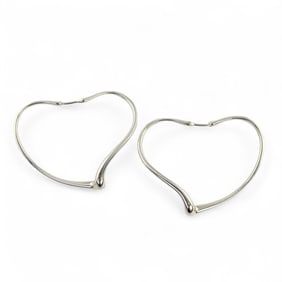 TIFFANY & Co. Tiffany Elsa Peretti Medium Open Heart Earrings for Women, 925 Sterling Silver, Box