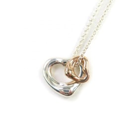 TIFFANY & Co. Tiffany Elsa Peretti Open Heart Pendant Necklace in 925 and 750 Silver Pink Gold,