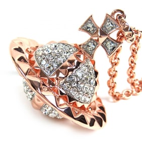 Vivienne Westwood 63020050-G118-M Mayfair Large Orb Pendant Rhinestone Necklace in Pink Gold,