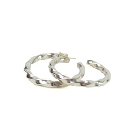 TIFFANY & Co. Tiffany Volume Twist Edge Hoop Earrings, SV925 Silver, 16.7g, Women's