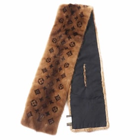 LOUIS VUITTON M78744 Monogram Echarpe Vison Mink and Silk-Lined Scarf, Brown, Made in Italy,