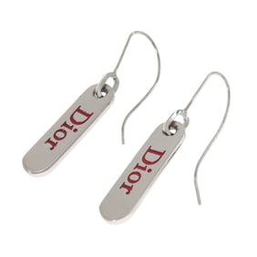 Christian Dior logo plate earrings, metal, for women