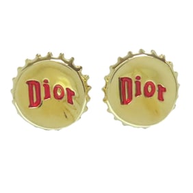 Christian Dior Logo Bottle Crown Cap Earrings in Metal for Women