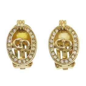 Christian Dior CD logo rhinestone earrings in metal for women
