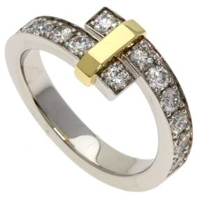 Tiffany Edge Bypass Diamond Ring in Platinum PT950 18KYG for Women