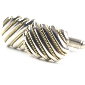 TIFFANY & Co. Tiffany Combination Twisted Rope Cufflinks, SV925, 18K 750 Silver, and Gold, Total