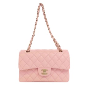 Chanel Matelasse Double Flap Shoulder Bag in Grained Calfskin with Gold Hardware for Women