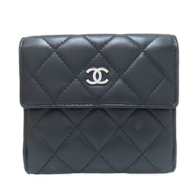 Chanel Coco Mark Matelasse Silver Hardware Bifold Wallet Lambskin Women's