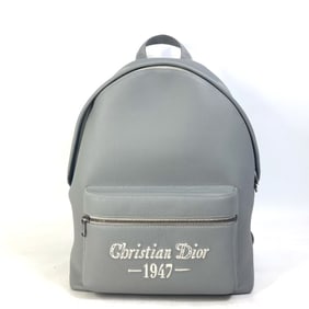 Christian Dior Dior Rider 1947 Logo Backpack, Gray Calfskin, Men's, 1ESBA088NFS