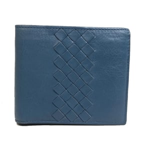 BOTTEGA VENETA Intrecciato Leather Bi-fold Wallet for Women, Blue