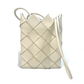 BOTTEGA VENETA 619019 Intrecciato Pochette Smartphone Shoulder Bag in White Leather for Women