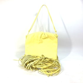 BOTTEGA VENETA 630363 The Fringe Pouch Shoulder Bag, Leather, Women's, Yellow, Like New