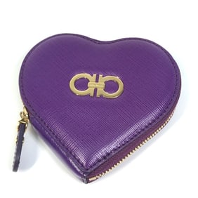 Salvatore Ferragamo AU-22 Gancini Heart Coin Purse, Leather, Women's, Purple