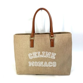 CELINE 19006 Horizontal Cabas Logo Tote Bag Shoulder Canvas/Leather Women's Brown