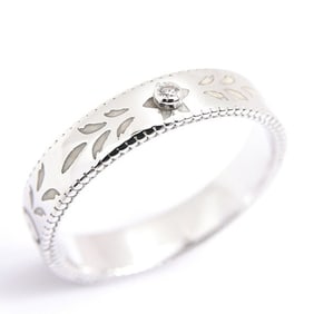 Gucci Blooms Icon Ring for Women, Single Diamond, Size 13, White Gold, Enamel, GG 750WG, GUCCI