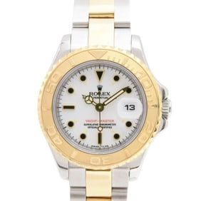 Rolex Women's Yacht-Master T-Series Automatic Watch with White Dial, Stainless Steel and Yellow