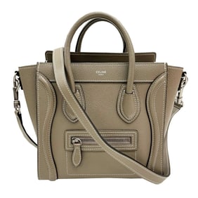CELINE Luggage Nano Shopper Greige Leather Handbag/Shoulder Bag for Women