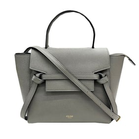 CELINE Nano Belt Bag, Handbag, Shoulder Gray Leather, Women's