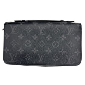 LOUIS VUITTON Zippy XL M61698 CA0270 Monogram Eclipse Round Long Wallet in Black for Men