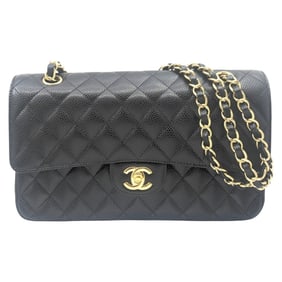 CHANEL Matelasse 25 Classic Shoulder Bag with Chain Strap, Caviar Skin, Black, No. 26, Women's