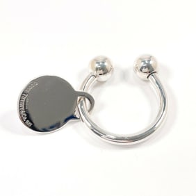 TIFFANY & Co. Tiffany Round Tag Keychain, 925 Sterling Silver, Unisex