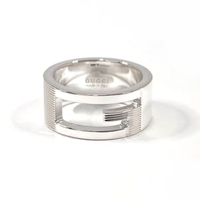 GUCCI Branded Cutout G Ring, 925 Sterling Silver, 7.5mm, Women's