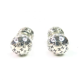 HERMES Ball-Shaped H Logo All-Over Print Cufflinks, 925 Sterling Silver, 24.57g, Men's Accessories,