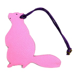 HERMES Petit H Beaver Epsom Togo Bag Charm in Pink and Orange, with Box, Women's, Very Popular