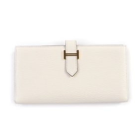 HERMES Bearn Soufflet Nata Chevre Long Wallet with Gold Hardware, U Stamp, Box Included, Made in