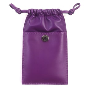 HERMES Pillow Anjou Milo Vous Swift Serie Button Drawstring Leather Phone Case Pouch, Purple, B