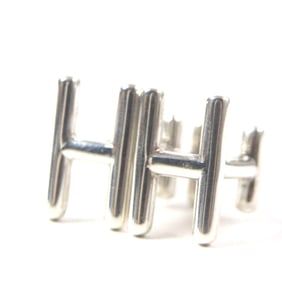 HERMES H2 H Logo Cufflinks, AG925 Silver, 8.8g Total Weight, Men's