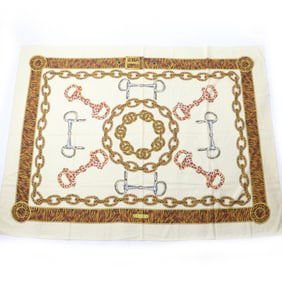 GUCCI Vintage 100% Cotton Animal Print Horsebit Large Shawl/Stole in Brown, Made Italy, Women's